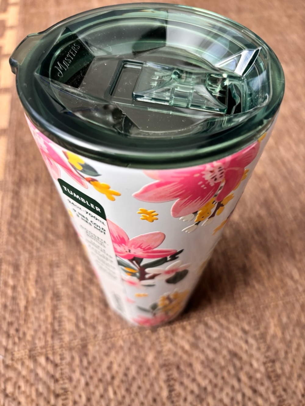 Masters 2026 - New! Floral Insulated Tumbler with Dark Green Lid